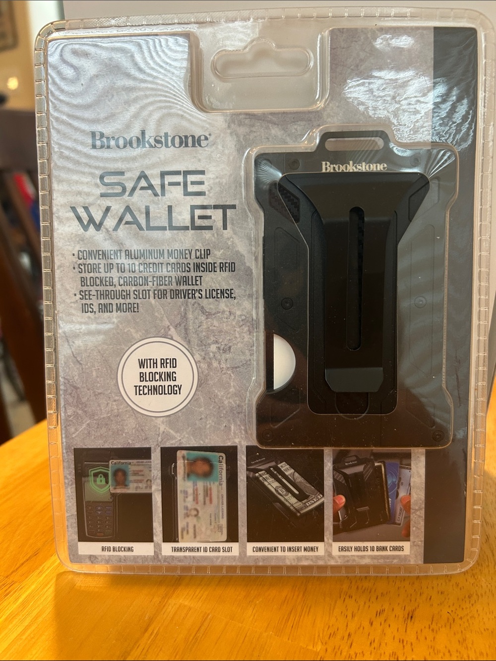 Brookstone Safe Wallet RFID-Blocking Black Aluminum Money Clip Case